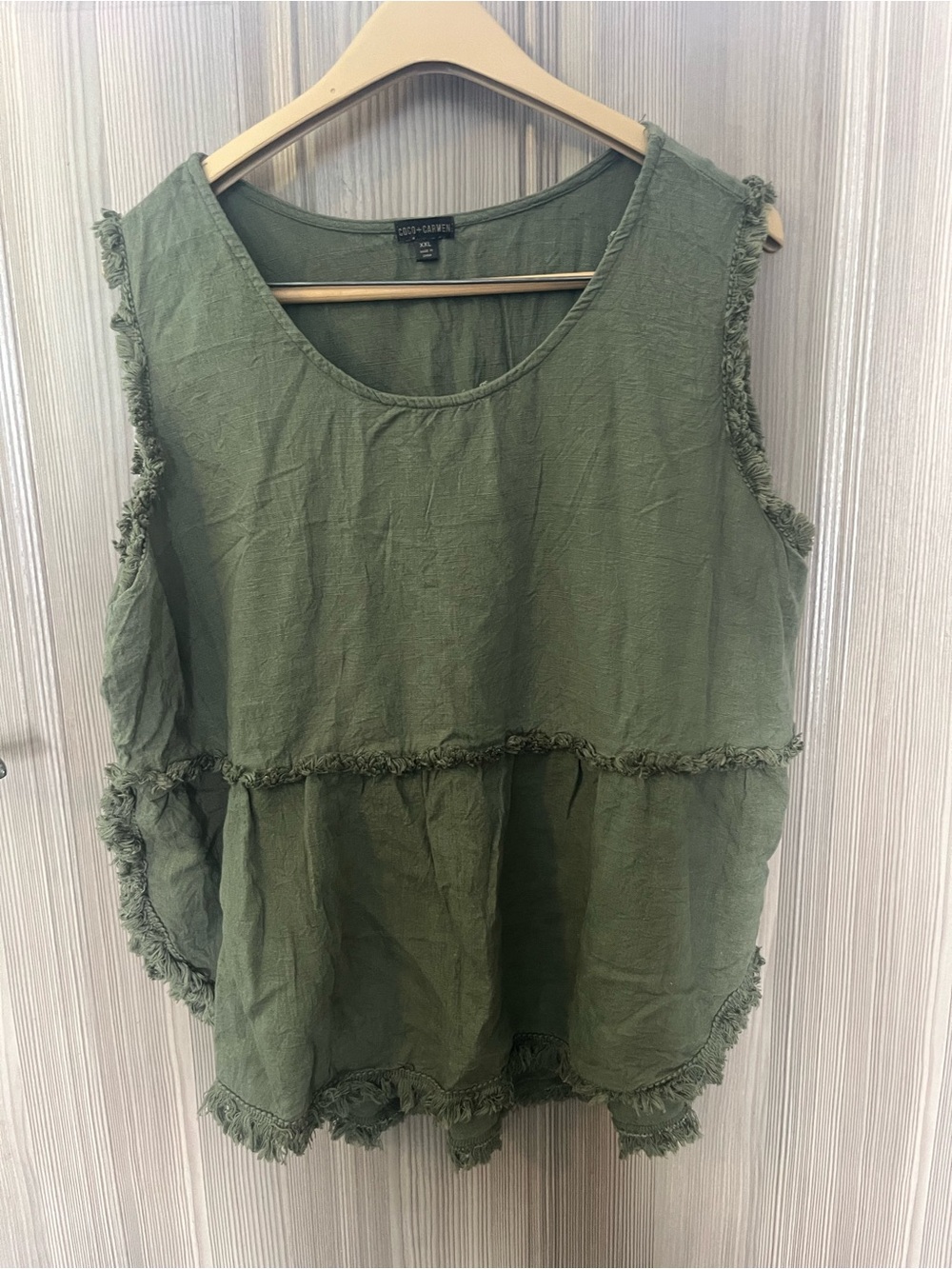 Olive Sleeveless Ruffle-Hem Top by COCO+CARMEN